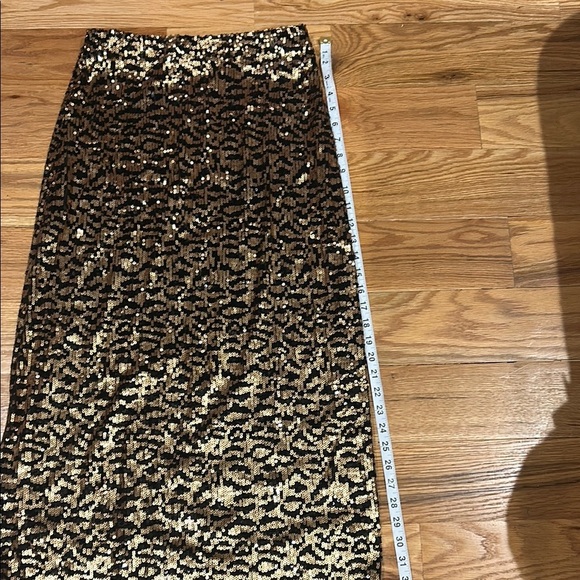 Zara  Gold Leopard Print Sequin Skirt - Picture 7 of 7